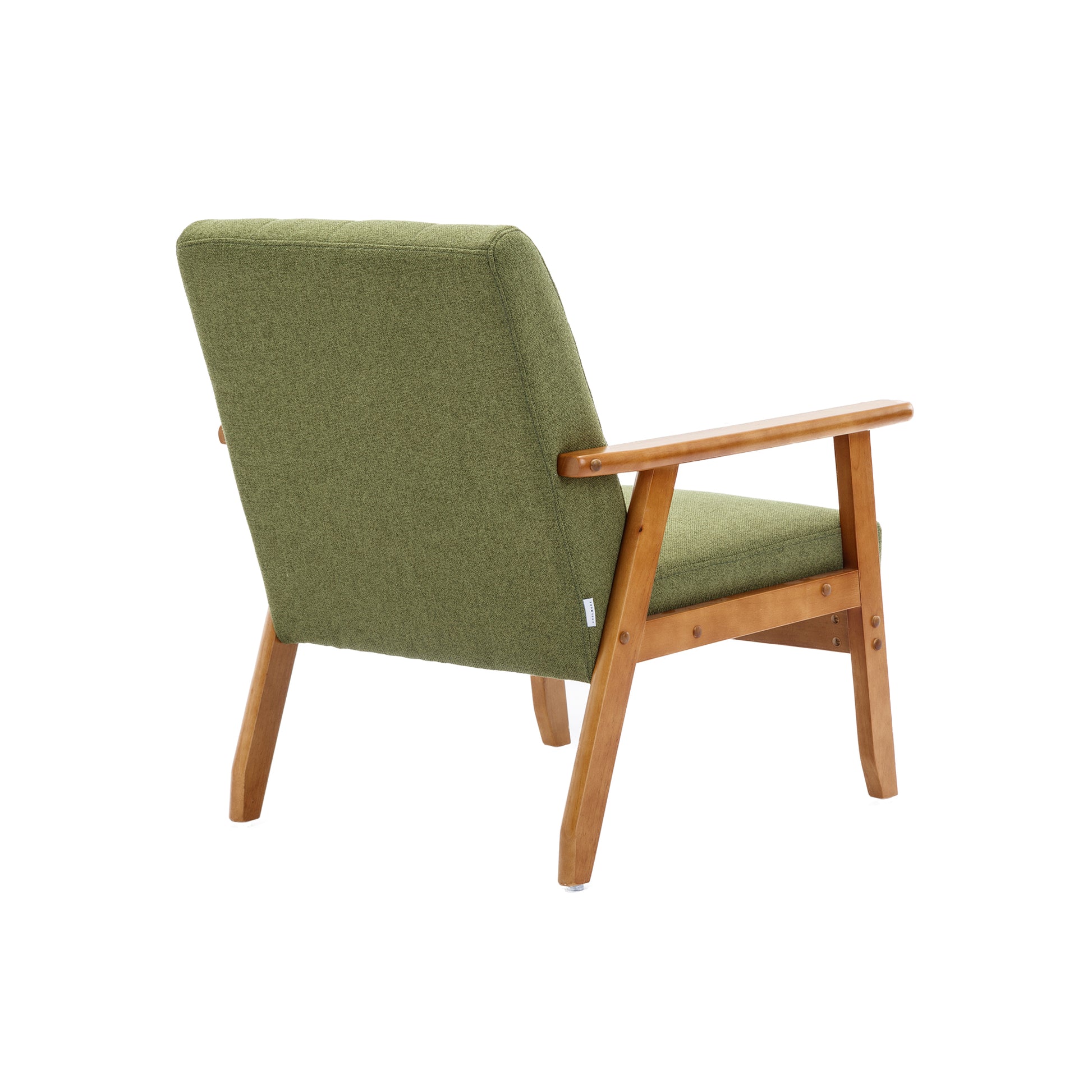 Leisure Chair With Solid Wood Armrest And Feet, Mid Century Modern Accent Chair, For Living Room Bedroom Studio Chair Green Linen