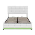 Full Size Tufted Upholstered Platform Bed With Hydraulic Storage System,Pu Storage Bed With Led Lights And Usb Charger, White Expected Arrival Time: 5.15,At White Pu