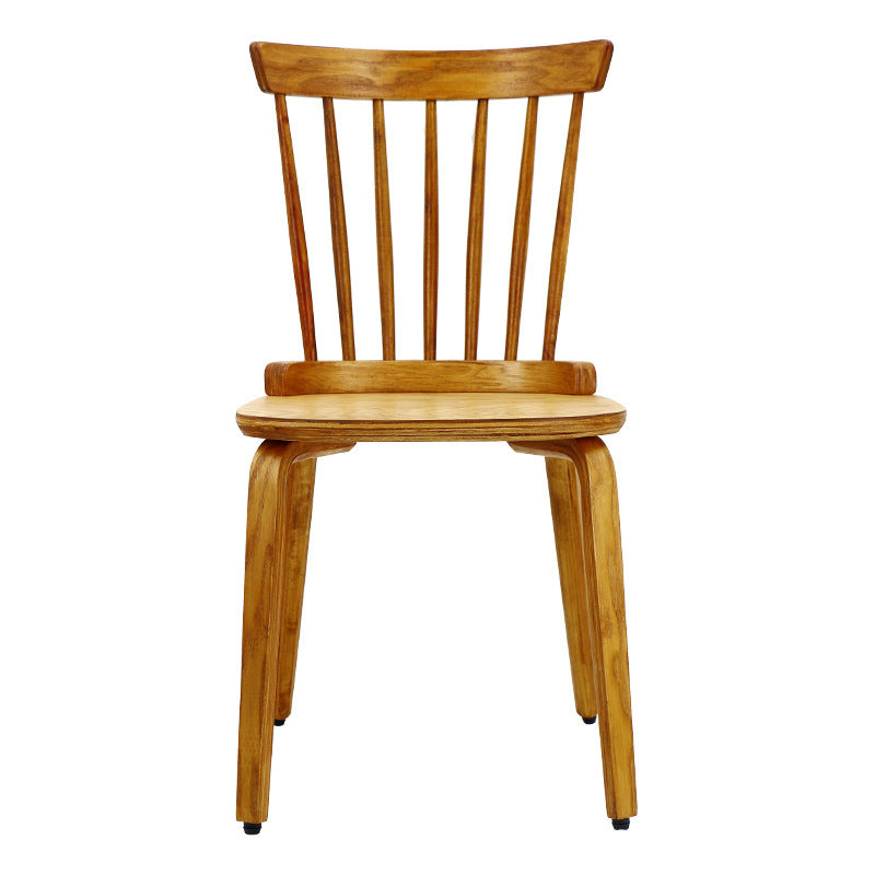 Solid Wood Slat Back Windsor Chair Set of 2 walnut-plywood