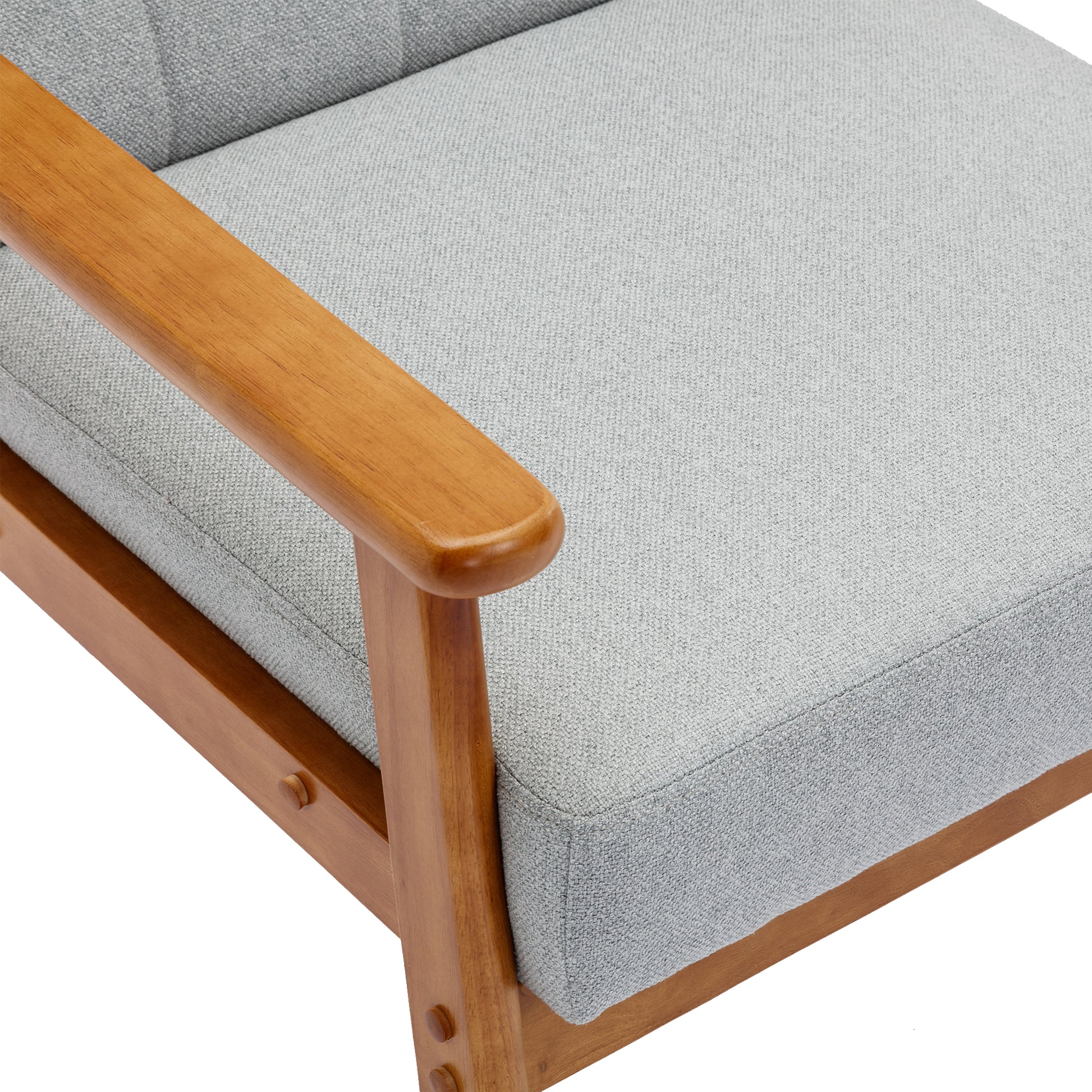 Accent Chairs Set Of 2 With Side Table, Mid Century Modern Accent Chair, Wood And Fabric Armchairs Side Chair, Lounge Reading Comfy Arm Chair For Living Room, Bedroom, Office Light Gray Polyester