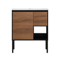 30 Inch Freestanding Bathroom Vanity With Gel Sink, Soft Closing Door And 2 3 Soft Closing Drawers 1 Brown Ebony 1 Bathroom Freestanding Modern Plywood