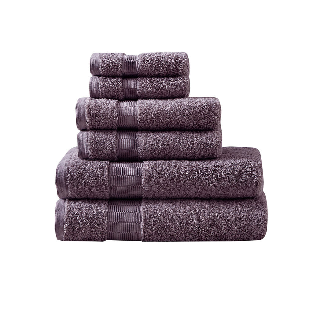 100% Egyptian Cotton 6 Piece Towel Set Purple Cotton