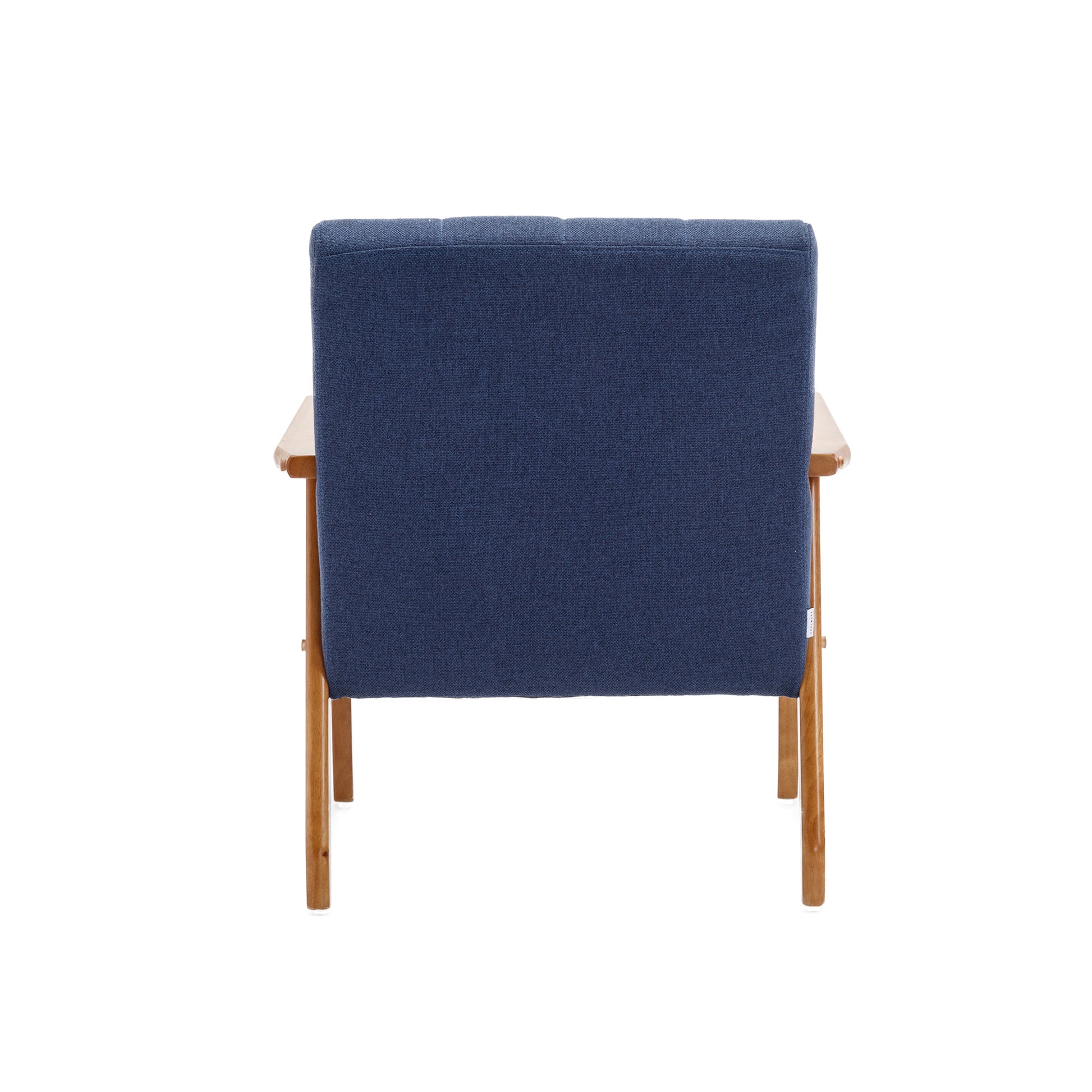 Leisure Chair With Solid Wood Armrest And Feet, Mid Century Modern Accent Chair, For Living Room Bedroom Studio Chair Navy Linen