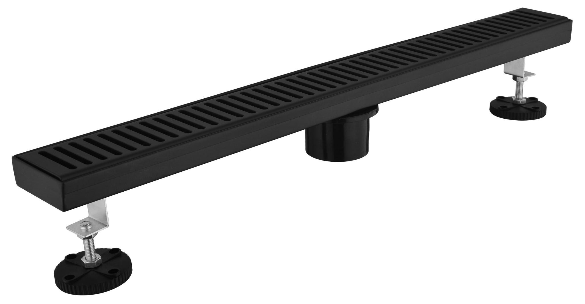 24 Inches Linear Shower Drain with Removable Quadrato matte black-stainless steel