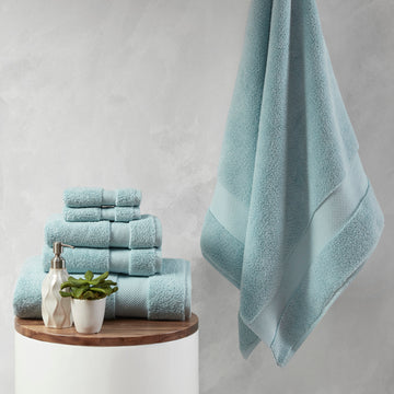 1000Gsm 100% Cotton 6 Piece Towel Set Blue Cotton