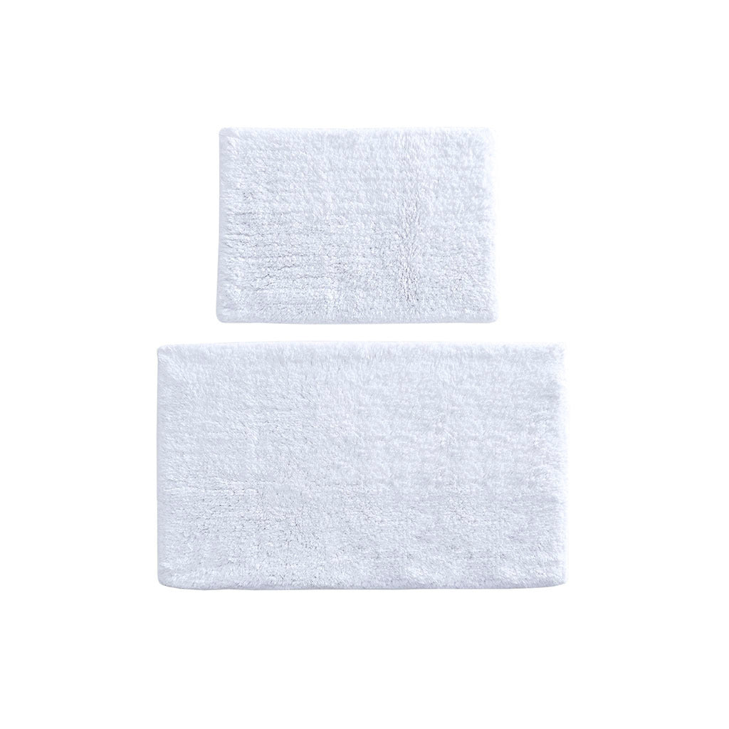 100% Cotton Solid Tufted 2 Piece Bath Rug Set White Cotton