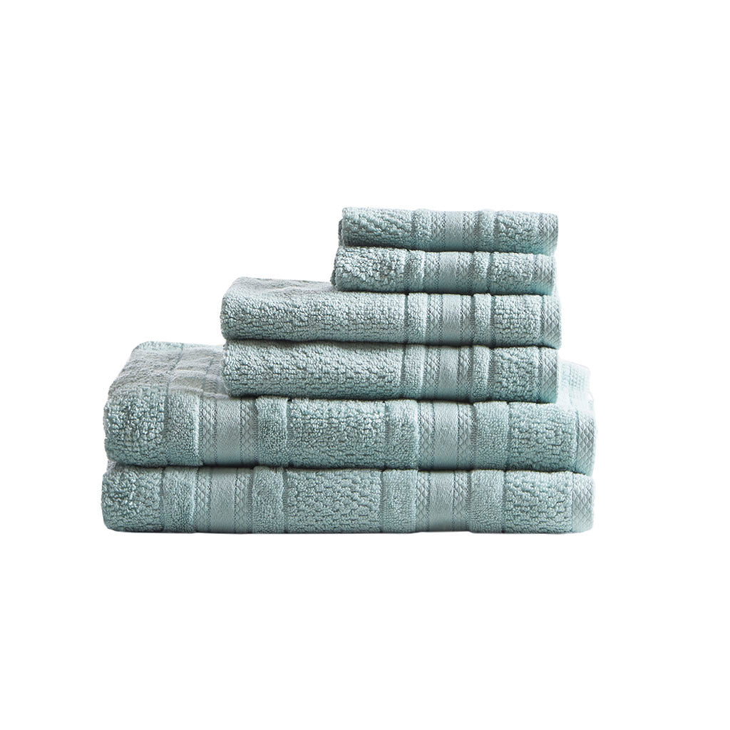 Super Soft Cotton Quick Dry Bath Towel 6 Piece Set Seafoam Cotton