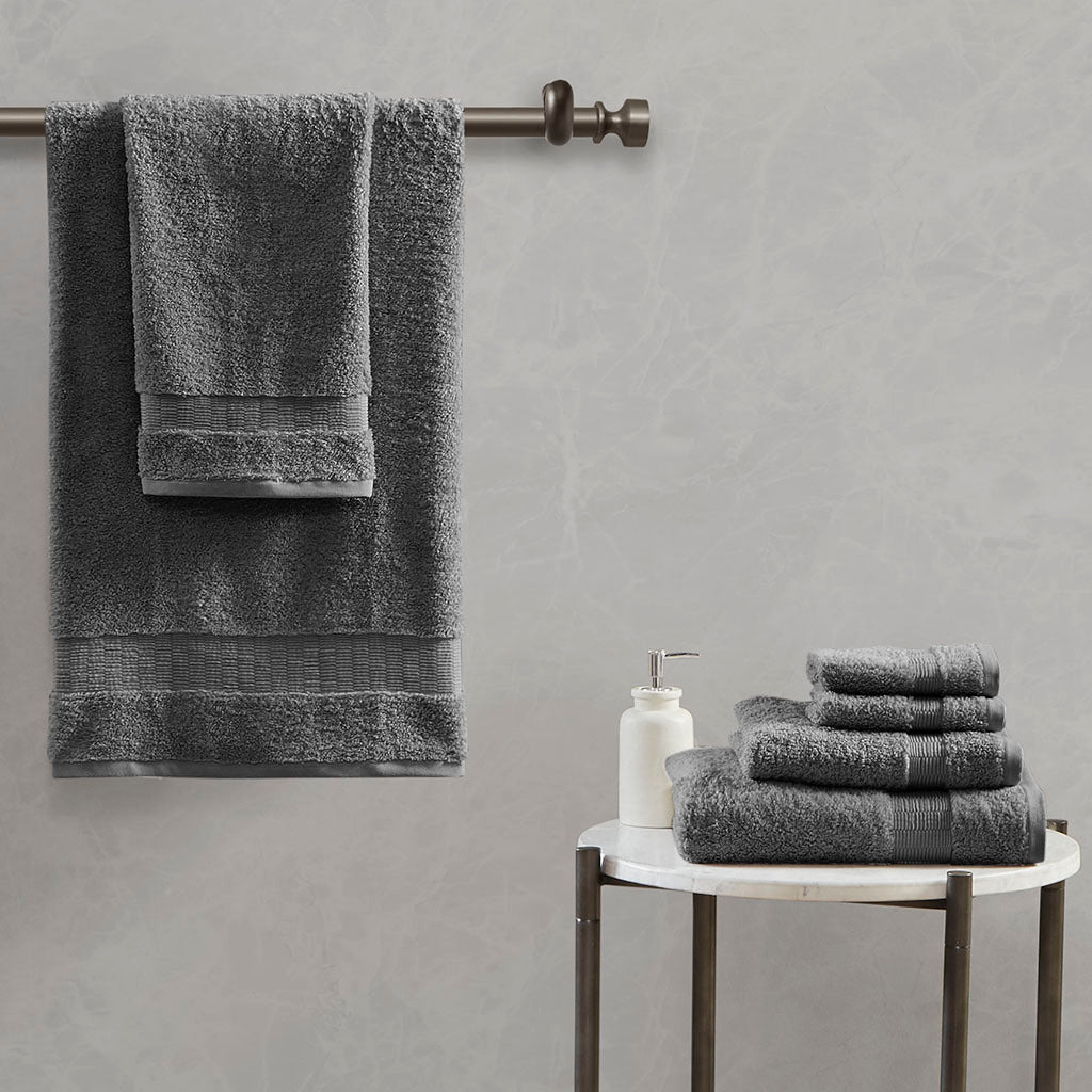 100% Egyptian Cotton 6 Piece Towel Set Charcoal Cotton