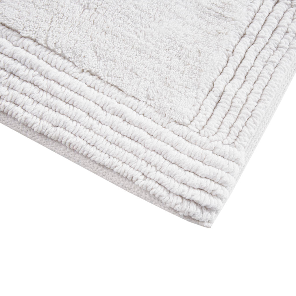 100% Cotton Tufted 3000 Gsm Reversible Bath Rug White Cotton