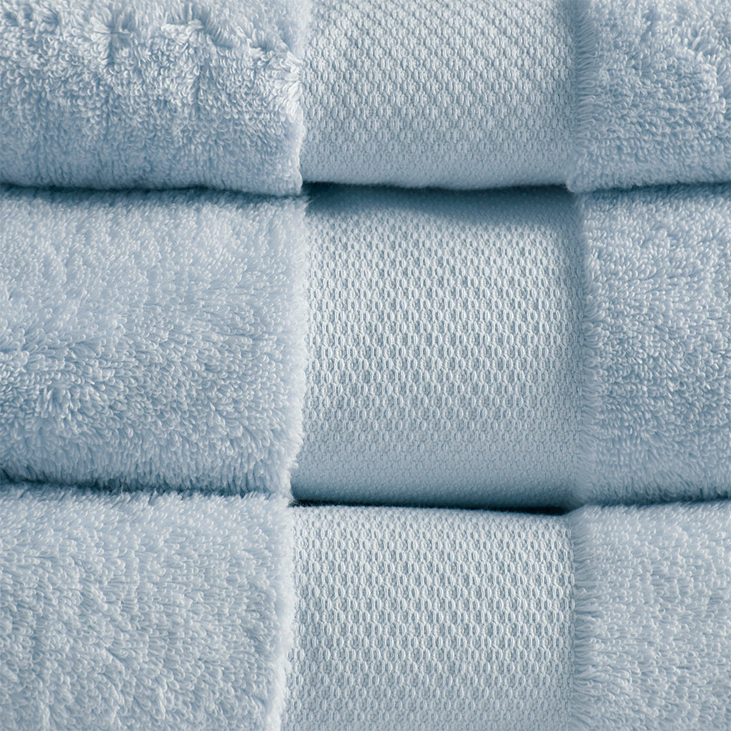 Cotton 6 Piece Bath Towel Set Light Blue Cotton