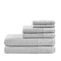 Cotton Waffle Jacquard Antimicrobial Bath Towel 6 Piece Set Grey Cotton