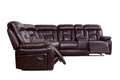 Sectional Sofa With Manual Reclining Brown Brown Pu