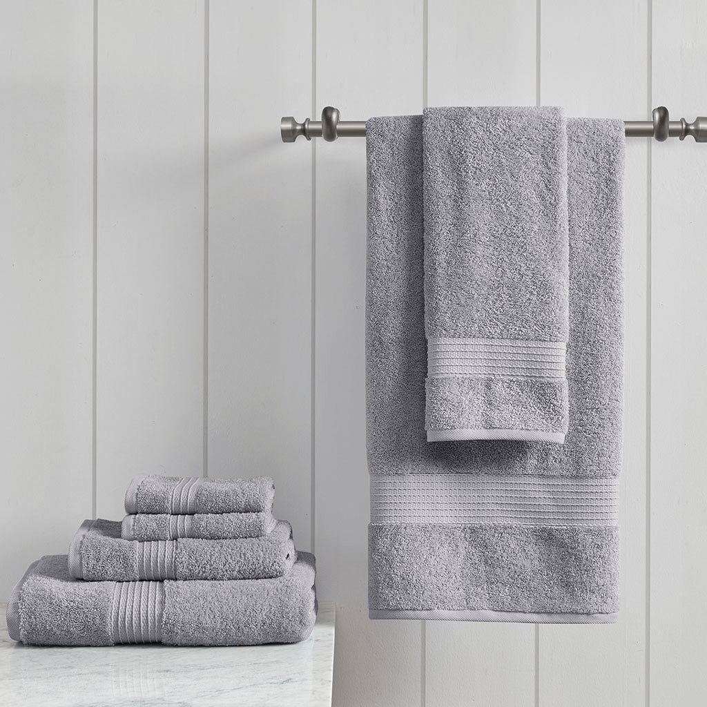 6 Piece Organic Cotton Towel Set Grey Cotton