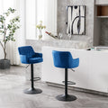 Bar Stools Set Of 2 Adjustable Barstools With Back And Footrest, Counter Height Bar Chairs For Kitchen, Pub Blue Blue Foam Fabric