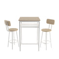 Bar Table, Equipped With 2 Bar Stoolswith Backrest And Partition Beige White Oak Seats 2 Mdf