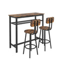 Bar Table, Equipped With 2 Bar Stoolswith Backrest And Partition Rustic Brown Brown Seats 2 Mdf