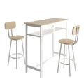 Bar Table, Equipped With 2 Bar Stoolswith Backrest And Partition Beige Beige Seats 2 Mdf