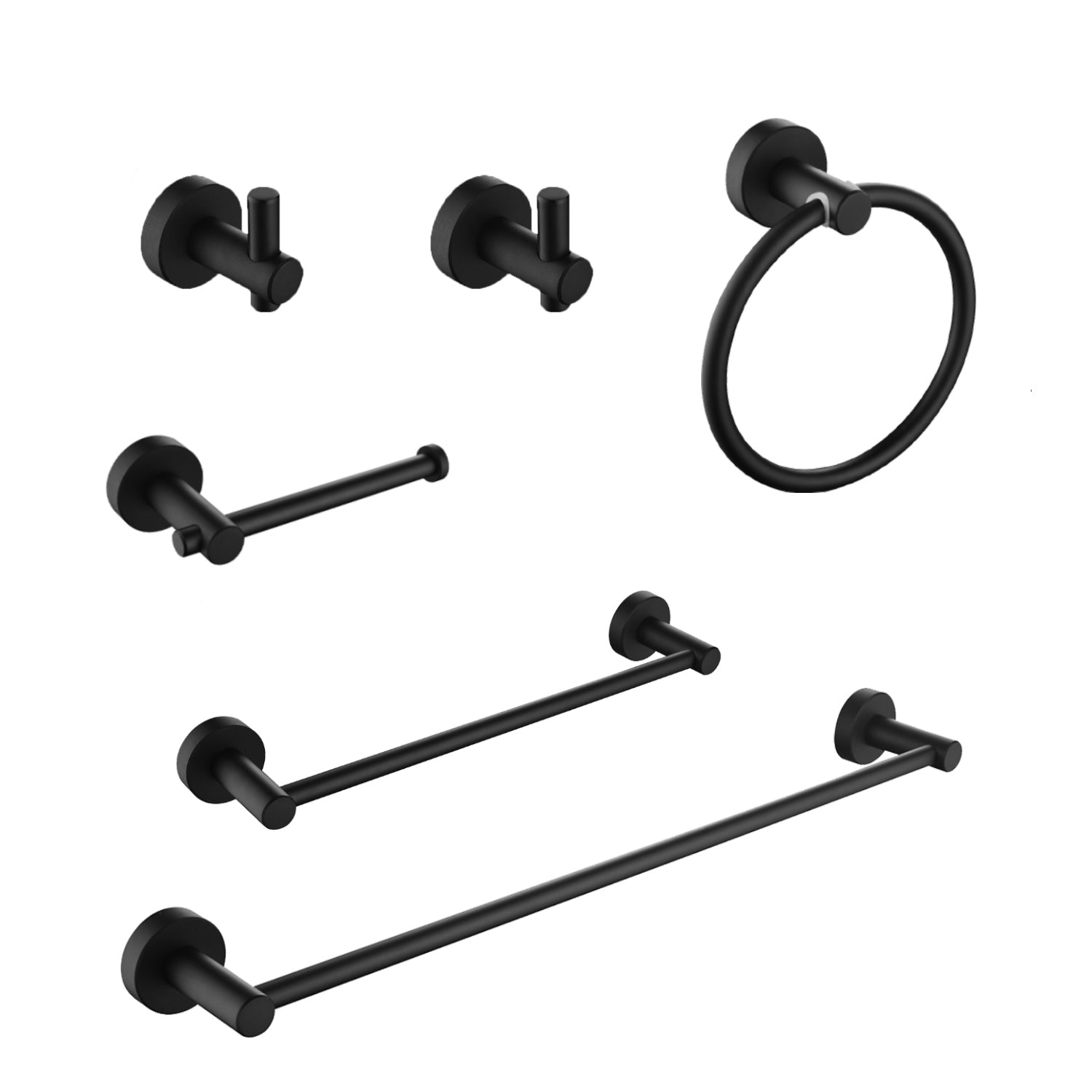 6 Piece Bathroom Towel Rack Set Wall Mount matt black-aluminium