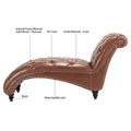 Tufted Armless Chaise Lounge Brown Pu Pu Pu