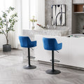 Bar Stools Set Of 2 Adjustable Barstools With Back And Footrest, Counter Height Bar Chairs For Kitchen, Pub Blue Blue Foam Fabric