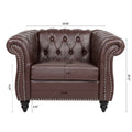 1 Seater Sofa For Living Room Dark Brown Pu