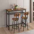 Bar Table, Equipped With 2 Bar Stoolswith Backrest And Partition Rustic Brown Brown Seats 2 Mdf