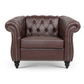 1 Seater Sofa For Living Room Dark Brown Pu