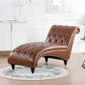 Tufted Armless Chaise Lounge Brown Pu Pu Pu