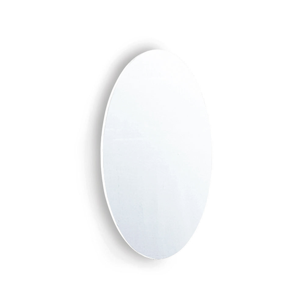 Frameless Beveled Wall Mounted Bathroom Mirror, Hd Makeup Mirror, 25" Round Mirror White Mdf