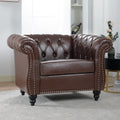 1 Seater Sofa For Living Room Dark Brown Pu