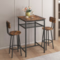 Bar Table, Equipped With 2 Bar Stoolswith Backrest And Partition Rustic Brown Brown Seats 2 Mdf