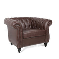 1 Seater Sofa For Living Room Dark Brown Pu