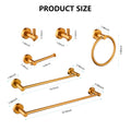 6 Piece Bathroom Towel Rack Set Wall Mount brushed gold-aluminium