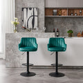 Bar Stools Set Of 2 Adjustable Barstools With Back And Footrest, Counter Height Bar Chairs For Kitchen, Pub Green Green Foam Fabric