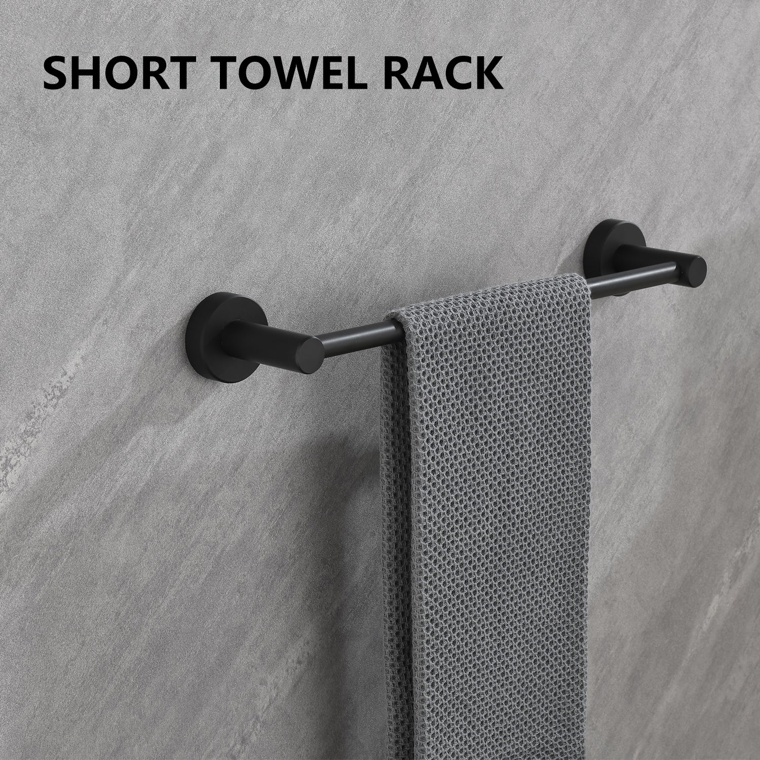 6 Piece Bathroom Towel Rack Set Wall Mount matt black-aluminium