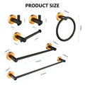 6 Piece Bathroom Towel Rack Set Wall Mount gold+matte black-aluminium