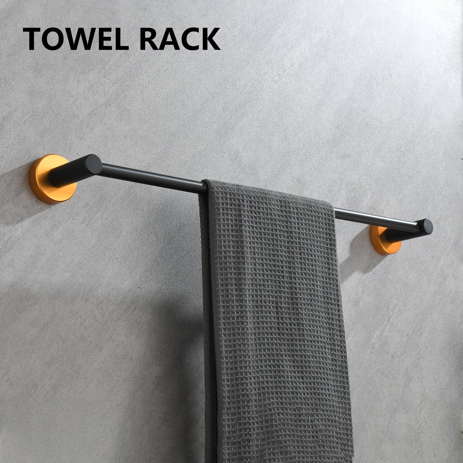 6 Piece Bathroom Towel Rack Set Wall Mount gold+matte black-aluminium