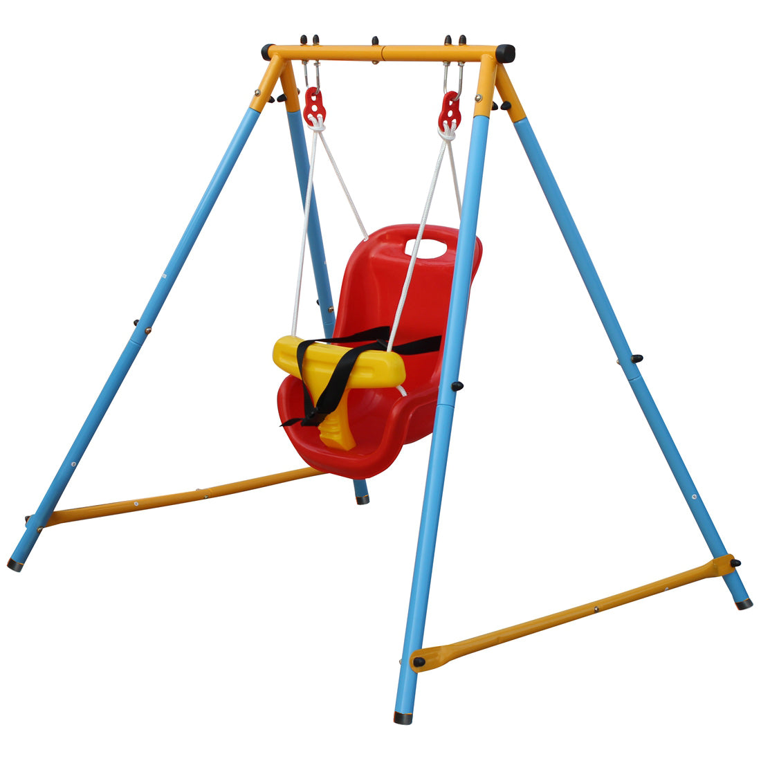 Baby Toddler Indoor Outdoor Metal Swing Set With Safety Belt For Backyard Multicolor Steel