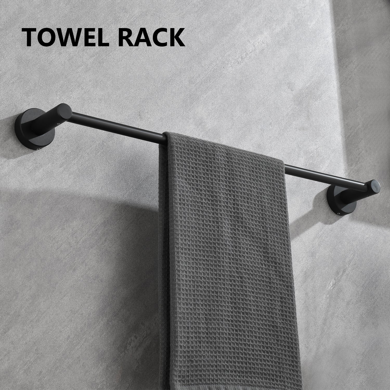 6 Piece Bathroom Towel Rack Set Wall Mount matt black-aluminium