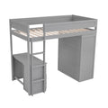 Wood Twin Size Loft Bed With Wardrobes And 2 Drawer Desk With Cabinet, Gray Gray Solid Wood Mdf