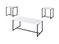 Gt 3 Piece White Carbon Fiber Wrap Coffee Table And End Table Set White Mdf