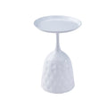 White Wine Cup Metal Side Table, Small Sofa Table, Round White Nightstand White Metal
