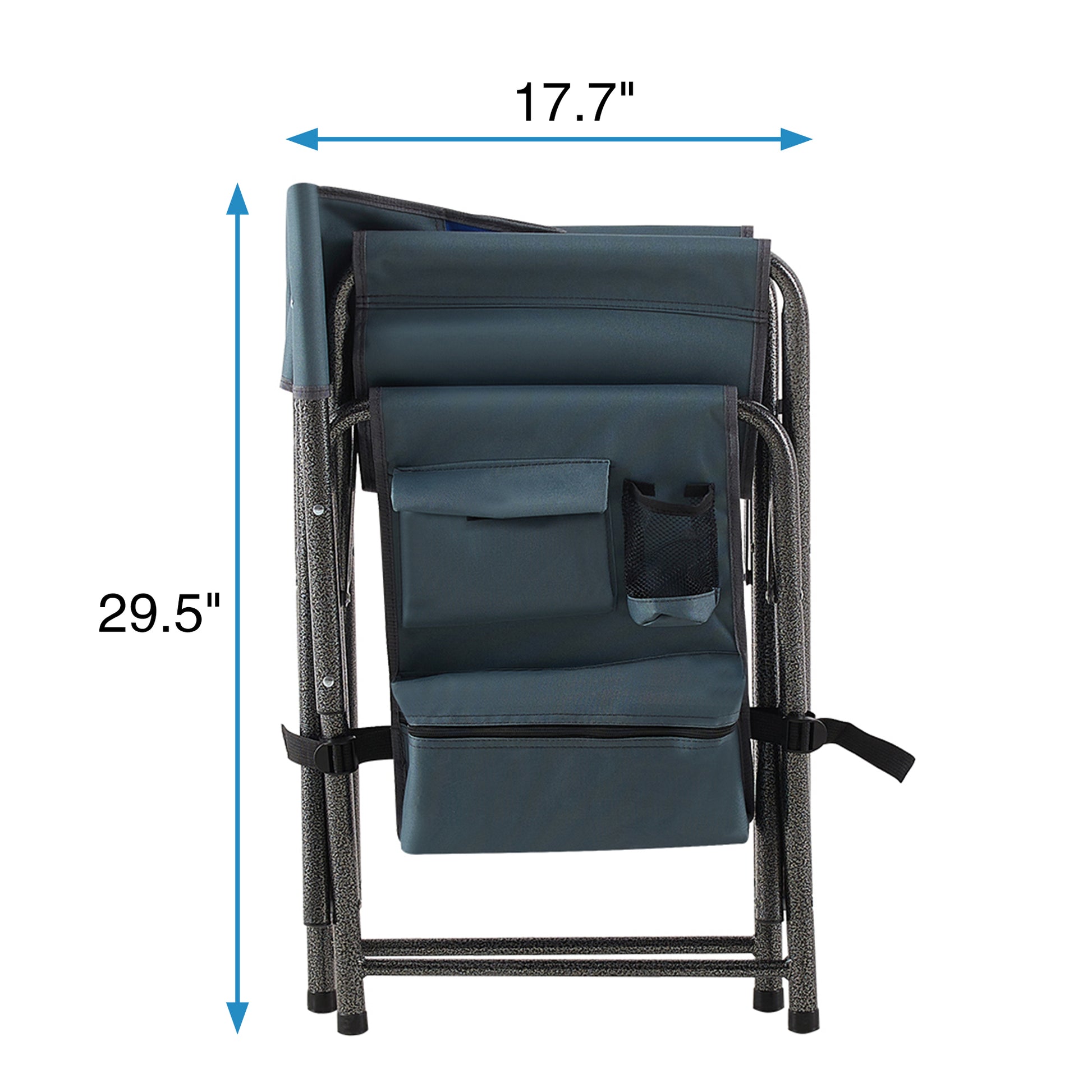 2 Piece Padded Folding Outdoor Chair With Storage Pockets,Lightweight Oversized Directors Chair For Indoor, Outdoor Camping, Picnics And Fishing,Blue Grey Blue Grey Steel