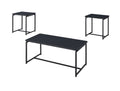 Gt 3 Piece Black Carbon Fiber Wrap Coffee Table And End Table Set Black Mdf