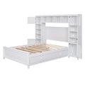 Full Size Wooden Bed With All In One Cabinet And Shelf, White Full White Solid Wood