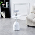 White Wine Cup Metal Side Table, Small Sofa Table, Round White Nightstand White Metal