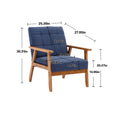 Leisure Chair With Solid Wood Armrest And Feet, Mid Century Modern Accent Chair, For Living Room Bedroom Studio Chair Navy Linen