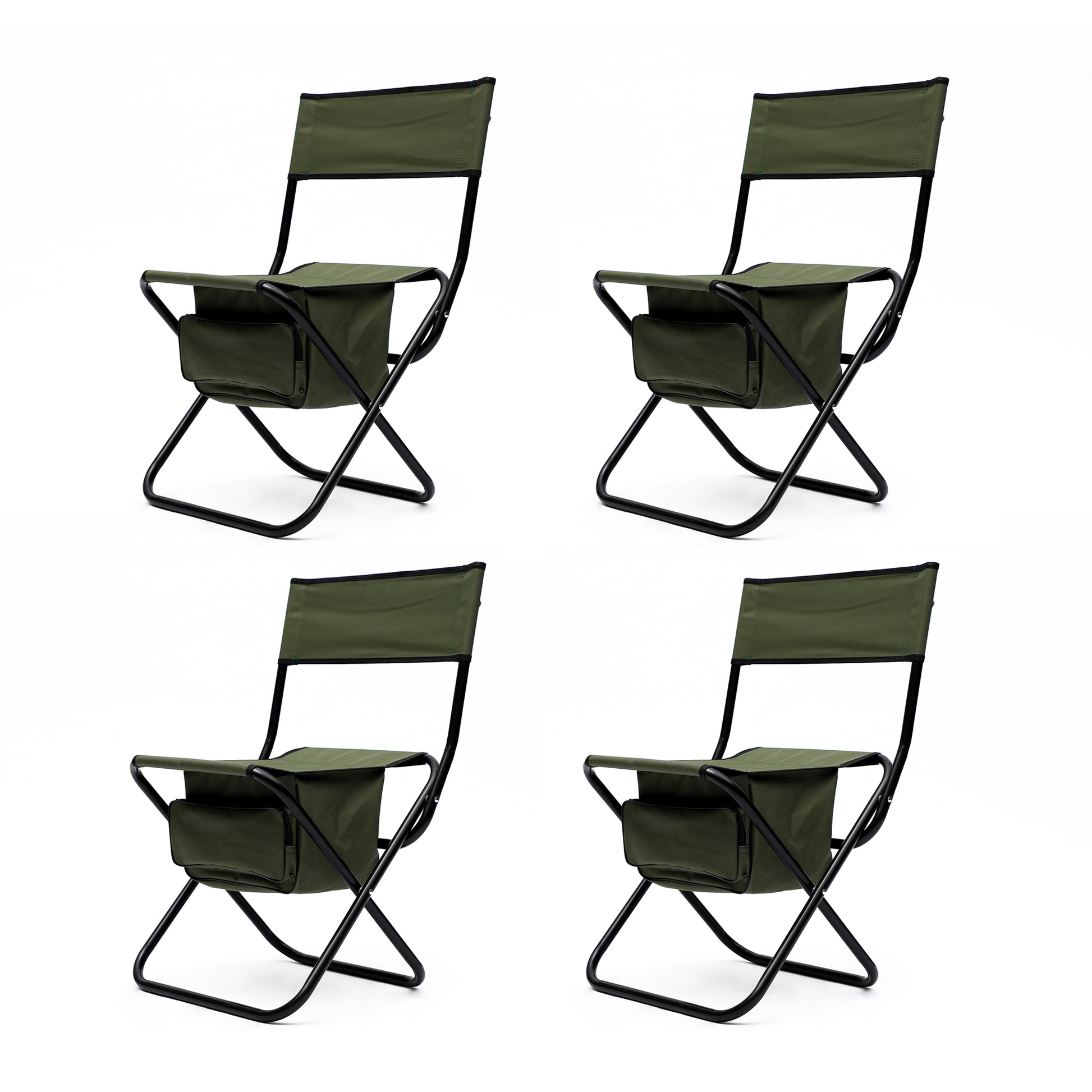 4 Piece Folding Outdoor Chair With Storage Bag, Portable Chair For Indoor, Outdoor Camping, Picnics And Fishing,Green Green Steel
