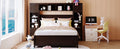 Full Size Wooden Bed With All In One Cabinet And Shelf, Espresso Full Espresso Solid Wood