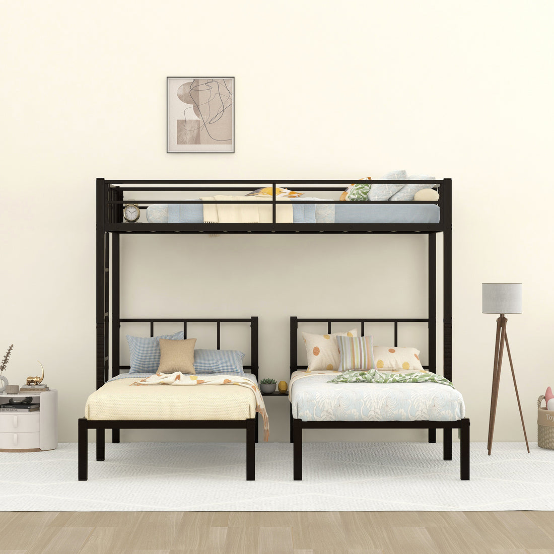 Twin Over Twin & Twin Bunk Beds For 3, Twin Xl Over Twin & Twin Bunk Bed Metal Triple Bunk Bed, Black Pre Sale Date: June 10Th Black Metal